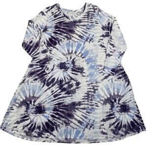 LuLaRoe‎ Womens Dress Size 3XL Emily Purple Blue Tie Dye Long Sleeve 3X XXXL NWT